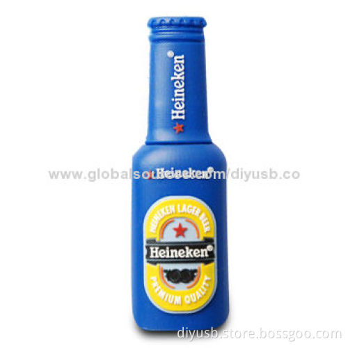 Promotional USB Flash Sticks with Bottle Design, 64MB-32GB Capacity, No Software Driver is Required